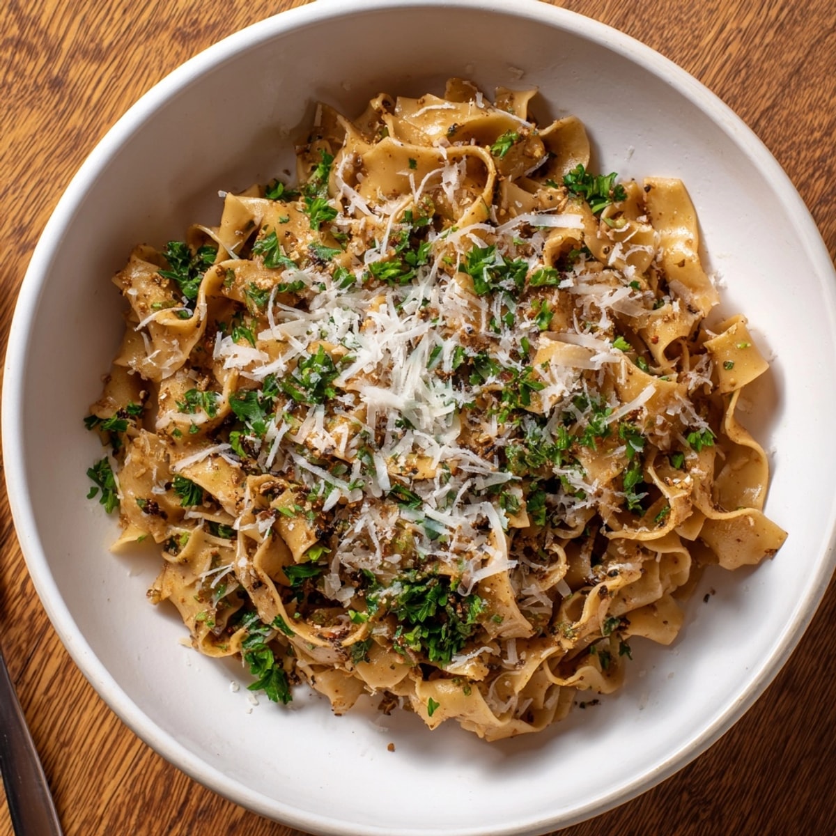 Making flavorful Garlic Browned Butter Noodle Bowls: browned butter and garlic sizzling.