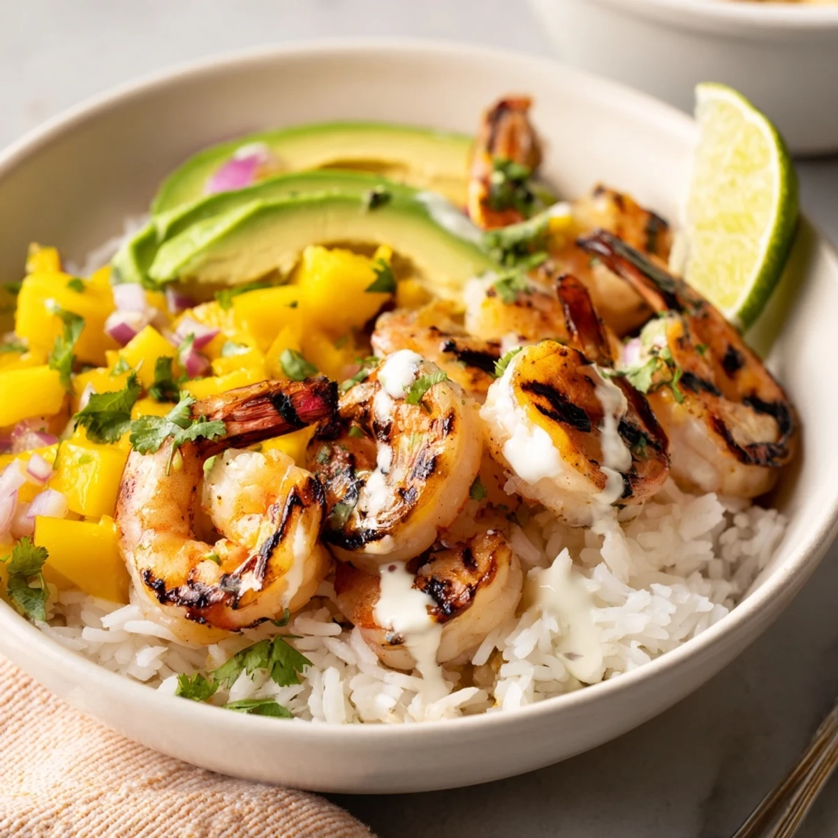 Shrimp Avocado Mango Lime Bowls
