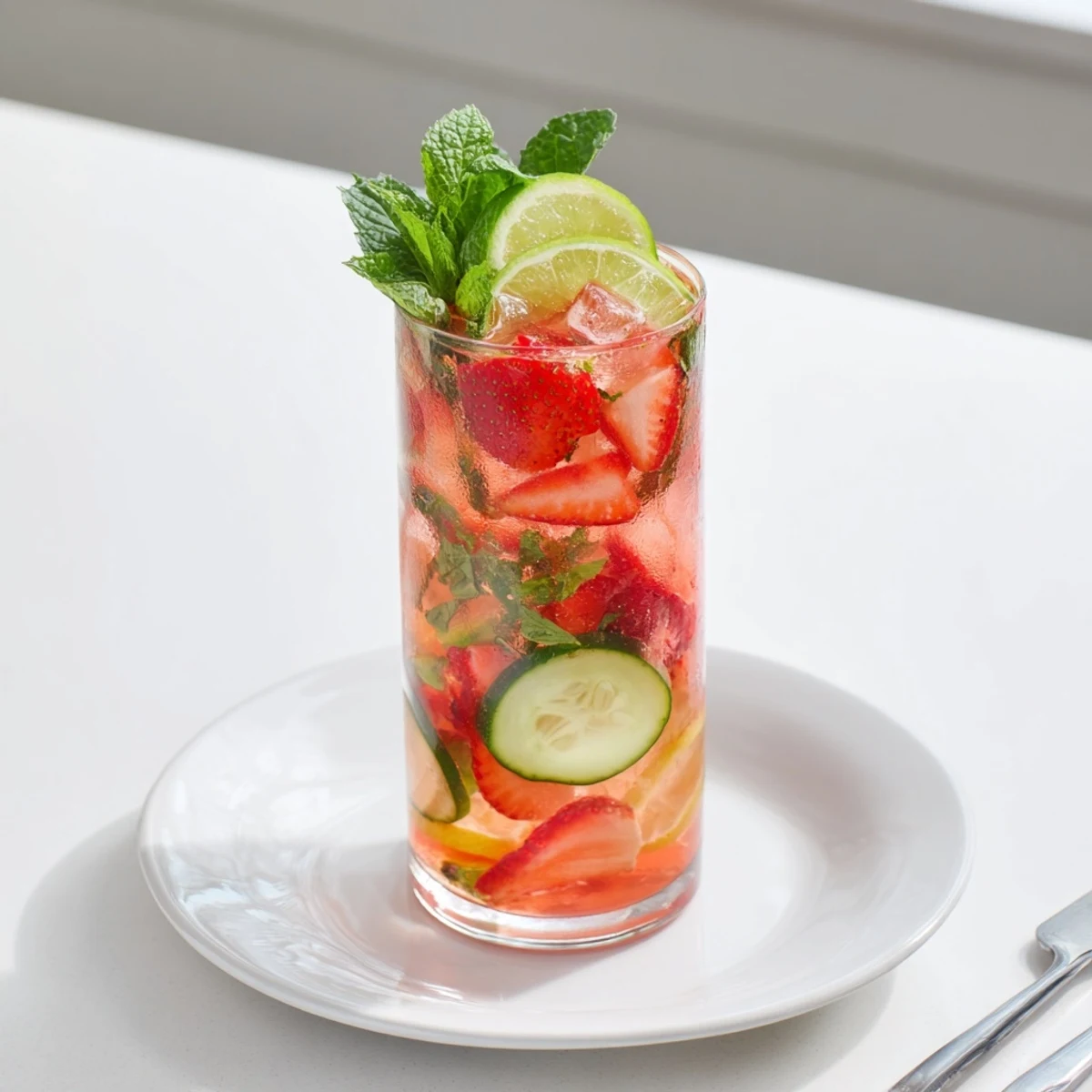 Refreshing water-based mocktails with fresh fruits and mint for healthy hydration.  