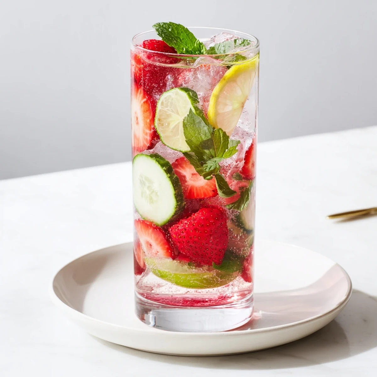Colorful mocktails featuring vibrant strawberries and lemon, perfect for summer gatherings.  