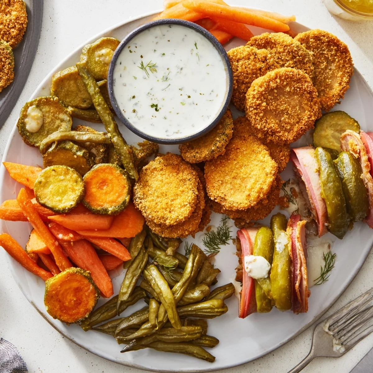 Delicious Pickle Lovers Meal featuring crispy fried pickles and tangy pickled bites.  