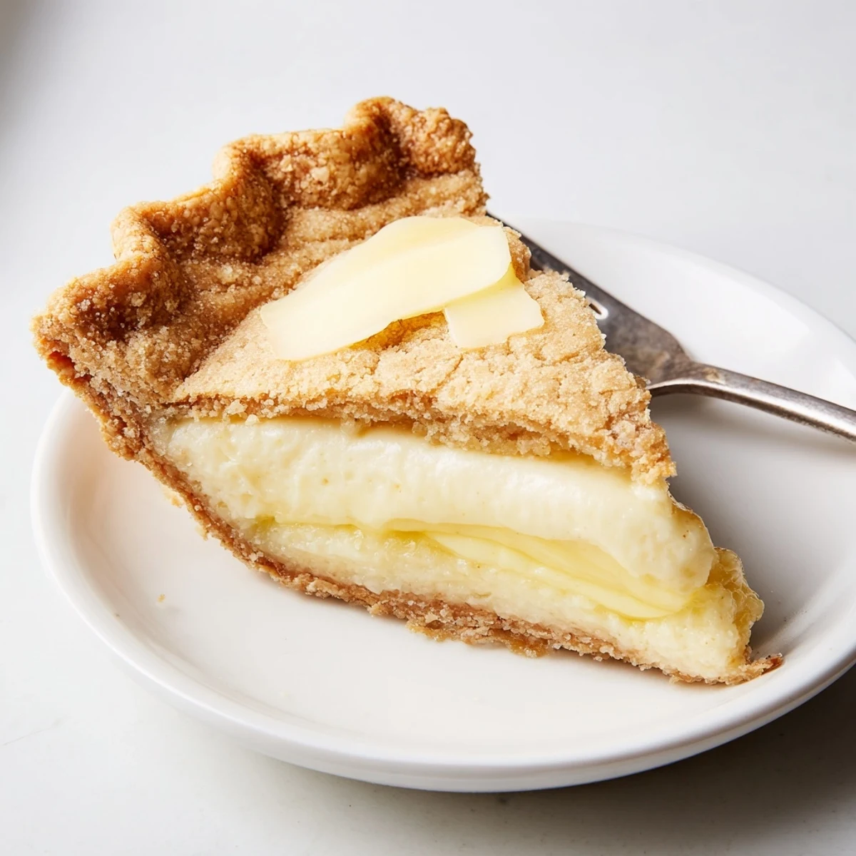 Creamy water pie with a golden crust, perfect for nostalgic dessert lovers.  