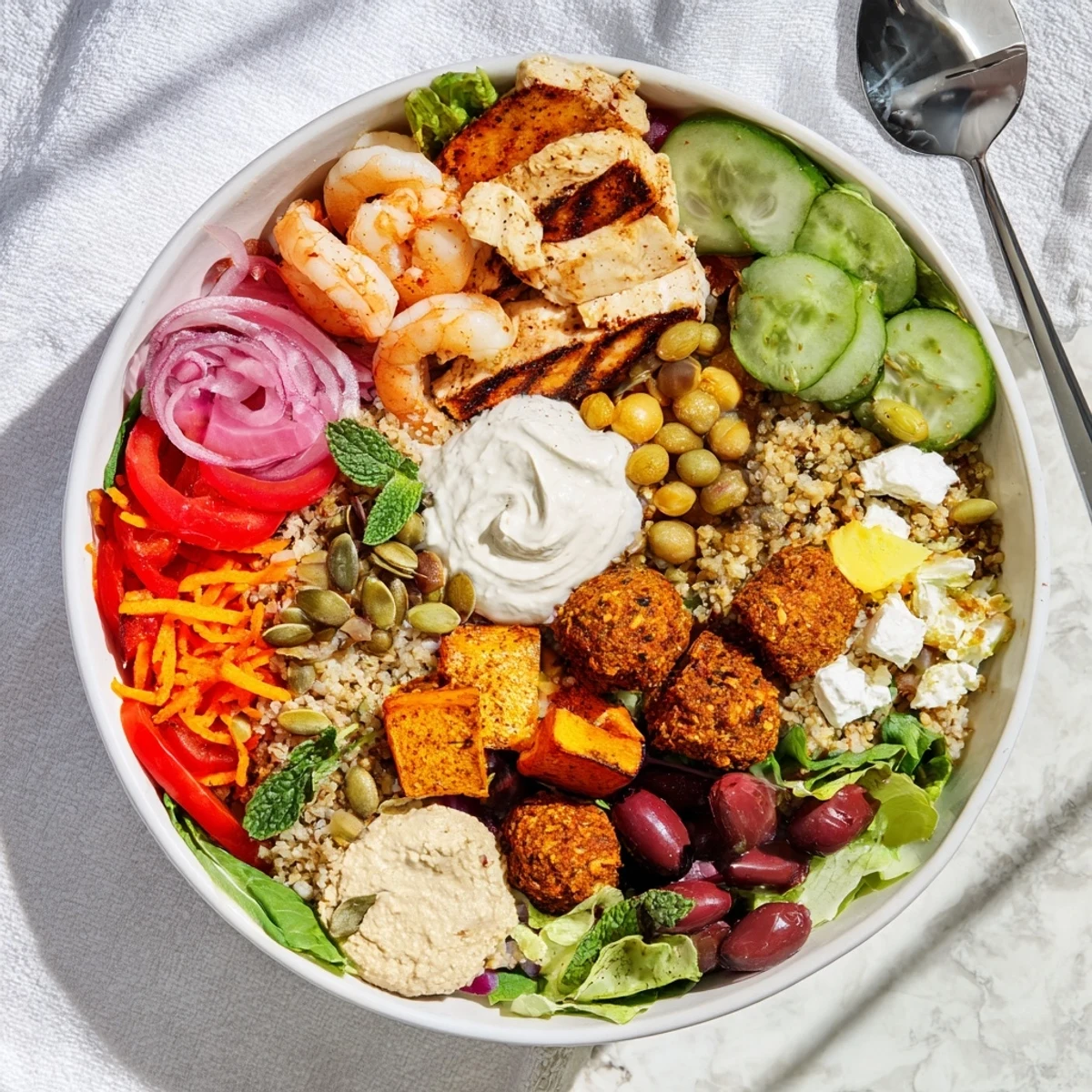 Vibrant spread of customizable bowls, showcasing fresh ingredients and flavorful sauces to enjoy.