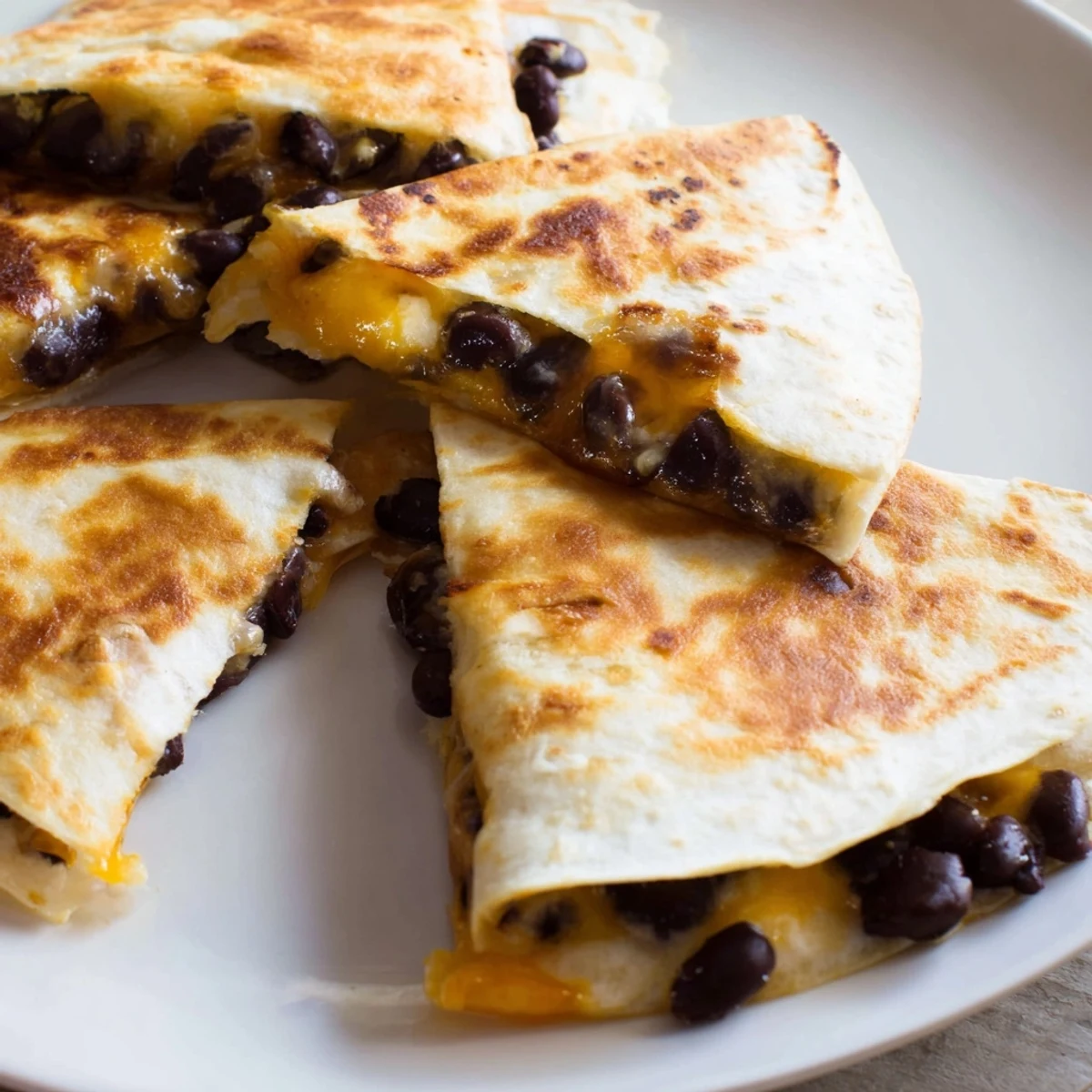 Warm and cheesy Bean & Cheese Quesadillas: a simple Mexican meal, perfect with salsa and sour cream.