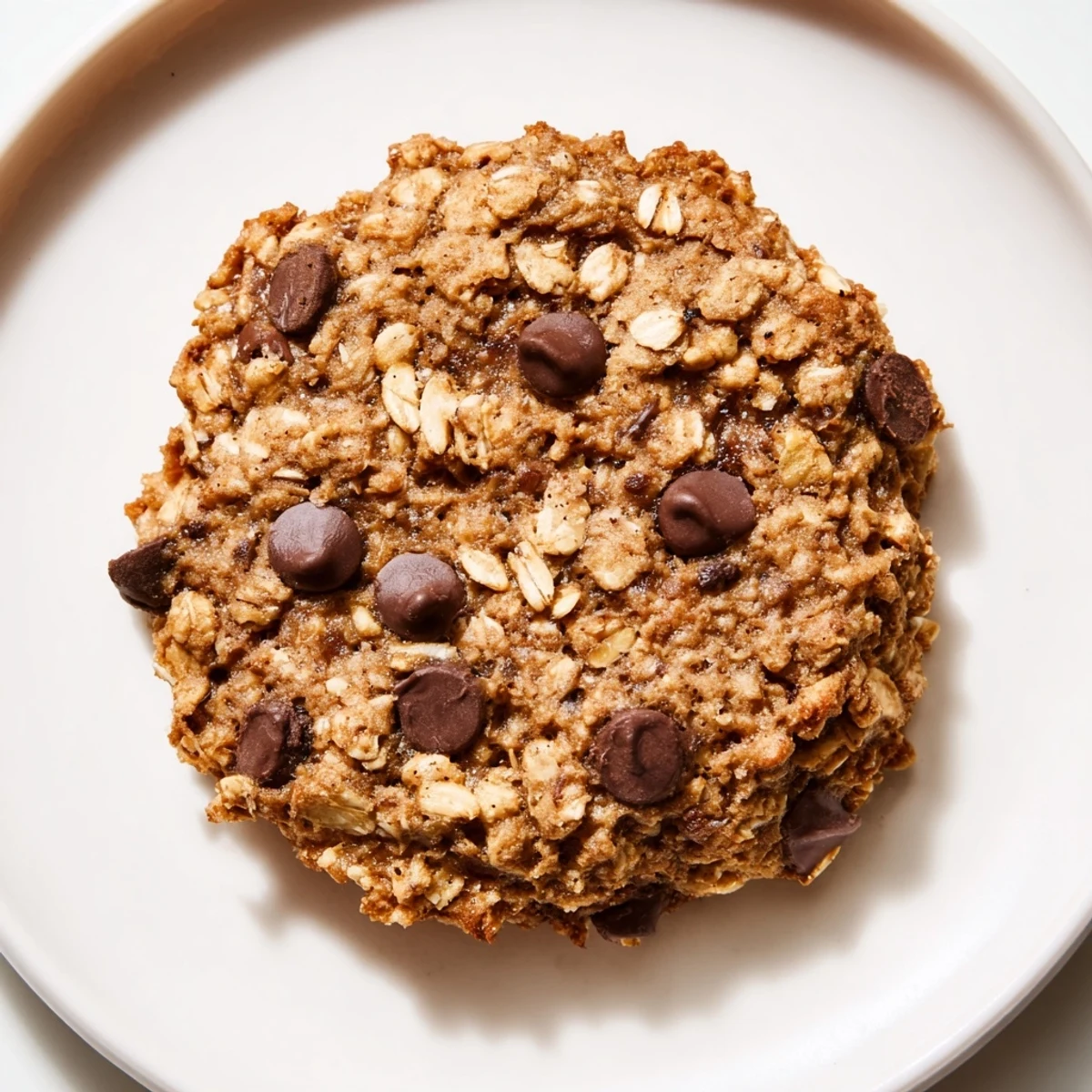 Warm, golden Oat-Banana Chocolate Chip Cookies fresh from the oven, ready to enjoy.