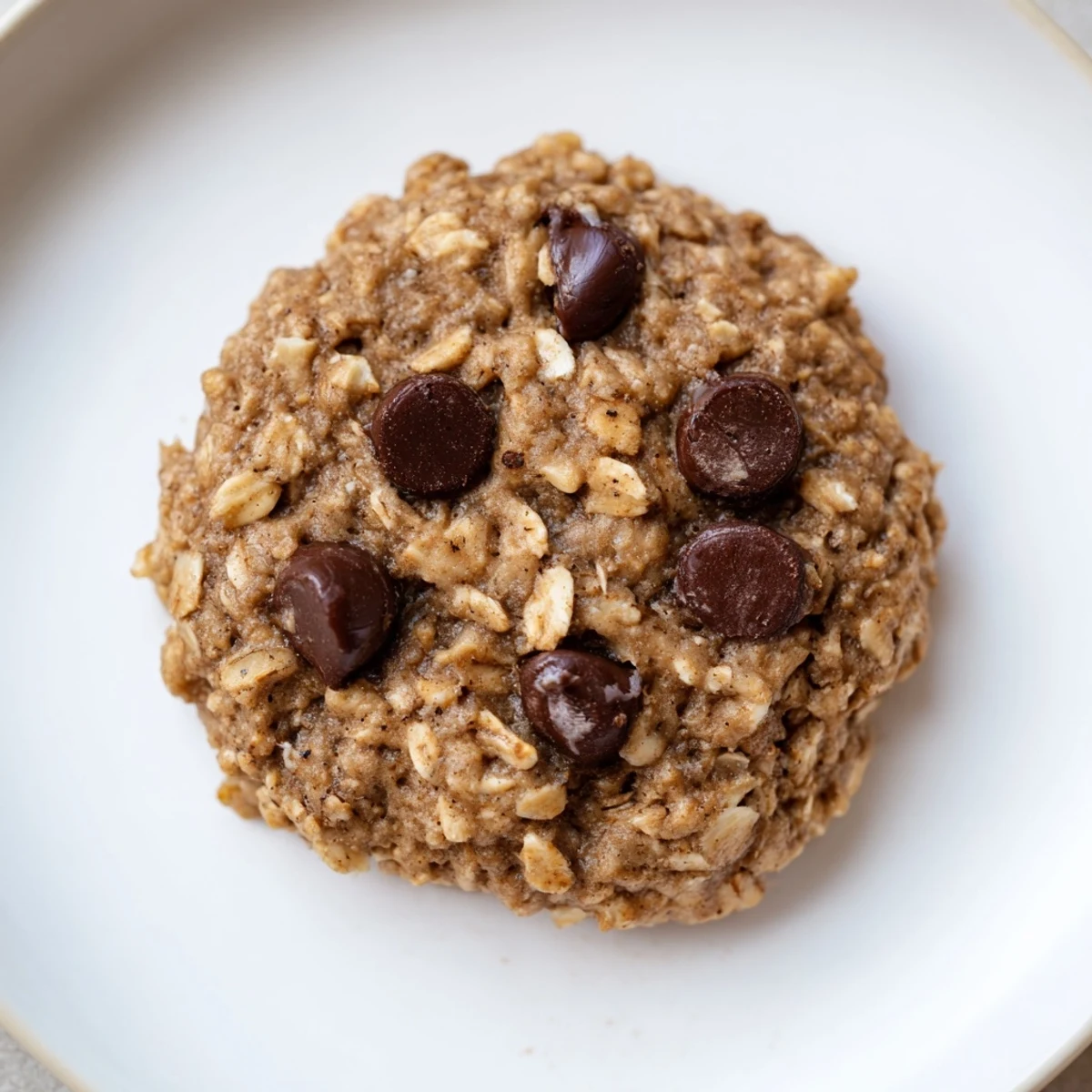 Perfectly baked Oat-Banana Chocolate Chip Cookies, studded with chocolate chips, for a sweet treat.