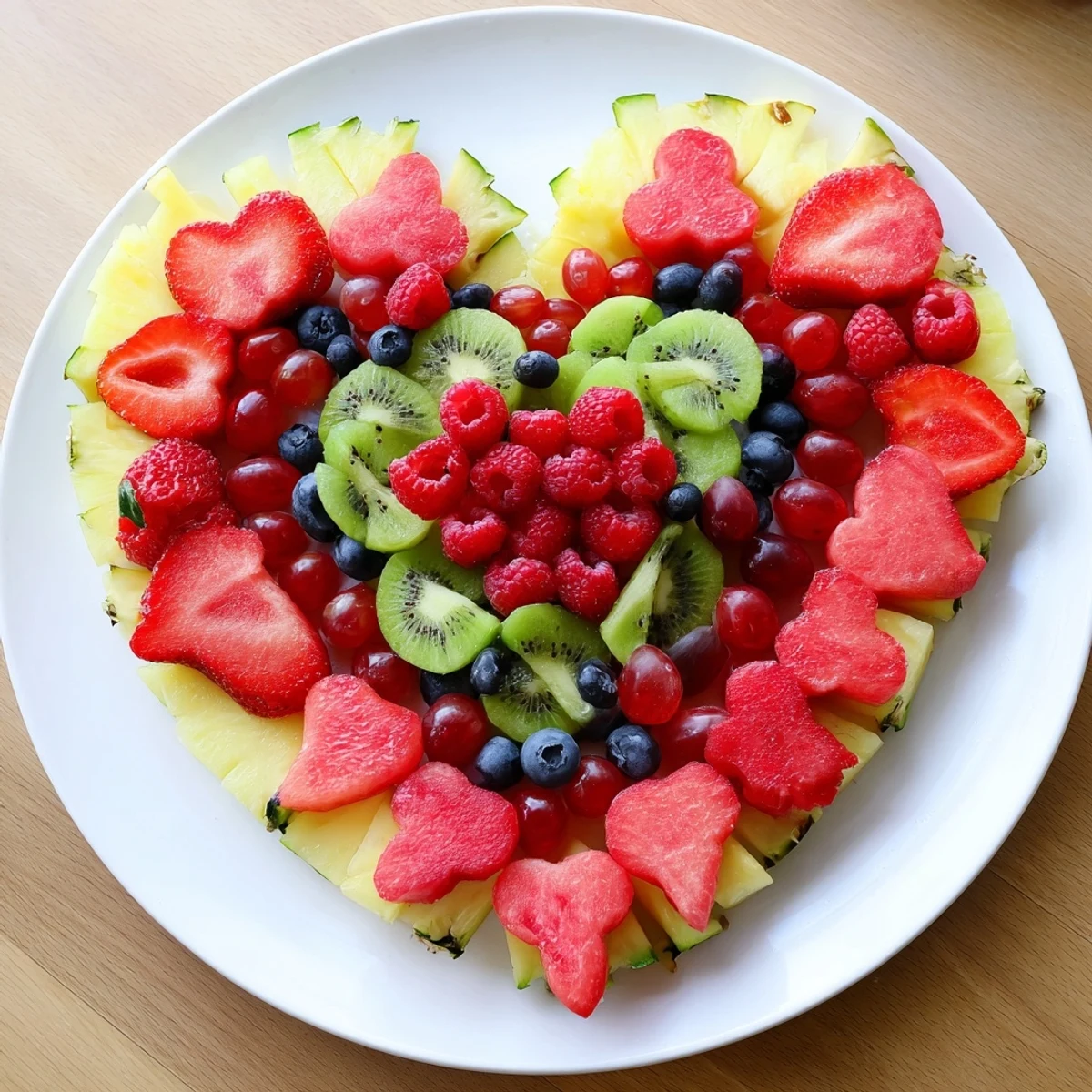 Colorful Sweetheart Fruit Board: Enjoy a healthy and romantic dessert featuring grapes, kiwi, and berries.