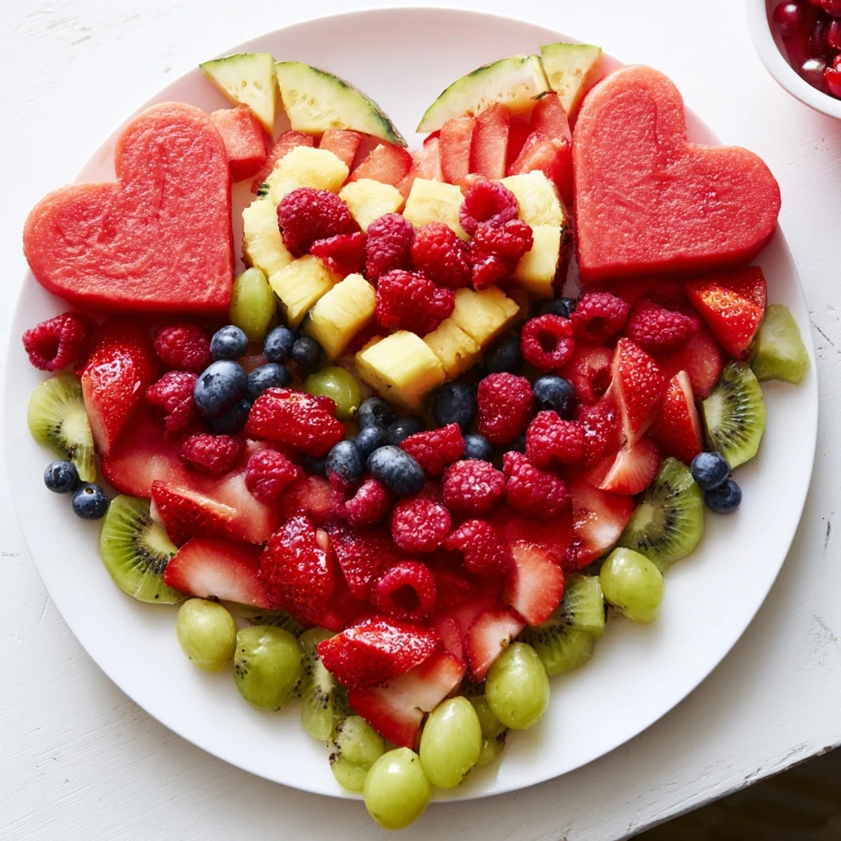 Delightful Sweetheart Fruit Board: Fresh strawberries and heart-shaped watermelon stars of the fruit arrangement.