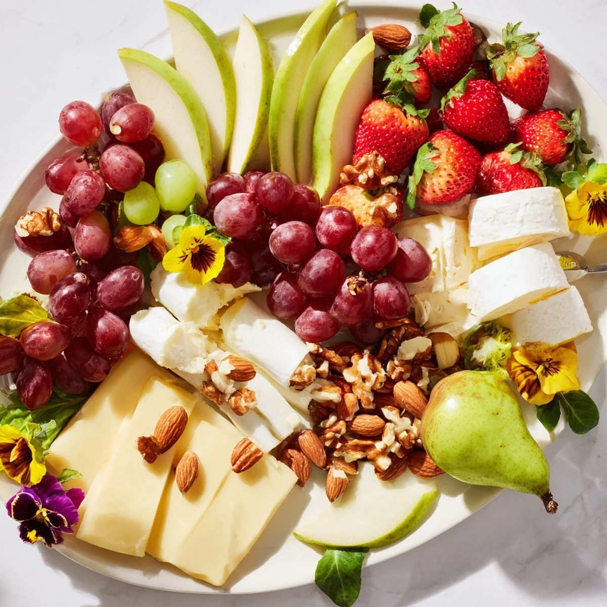 Enchanted Forest Grazing Board overflowing with colorful fruits, cheeses, and crackers ready for enjoying.