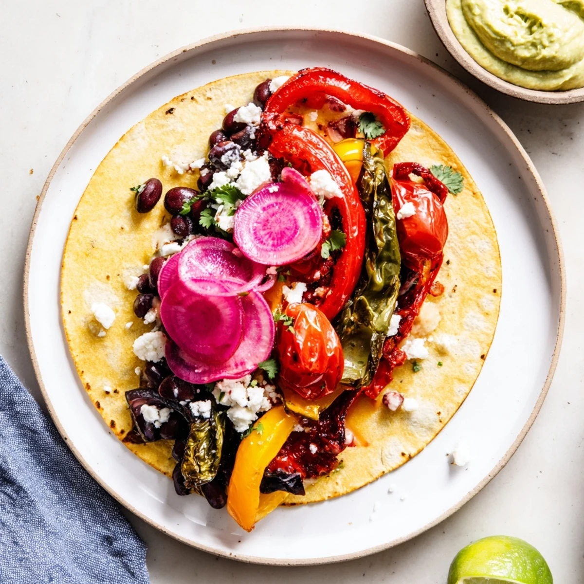 Desert Bloom Cactus Taco Board with colorful roasted vegetables and fresh, flavorful salsas.