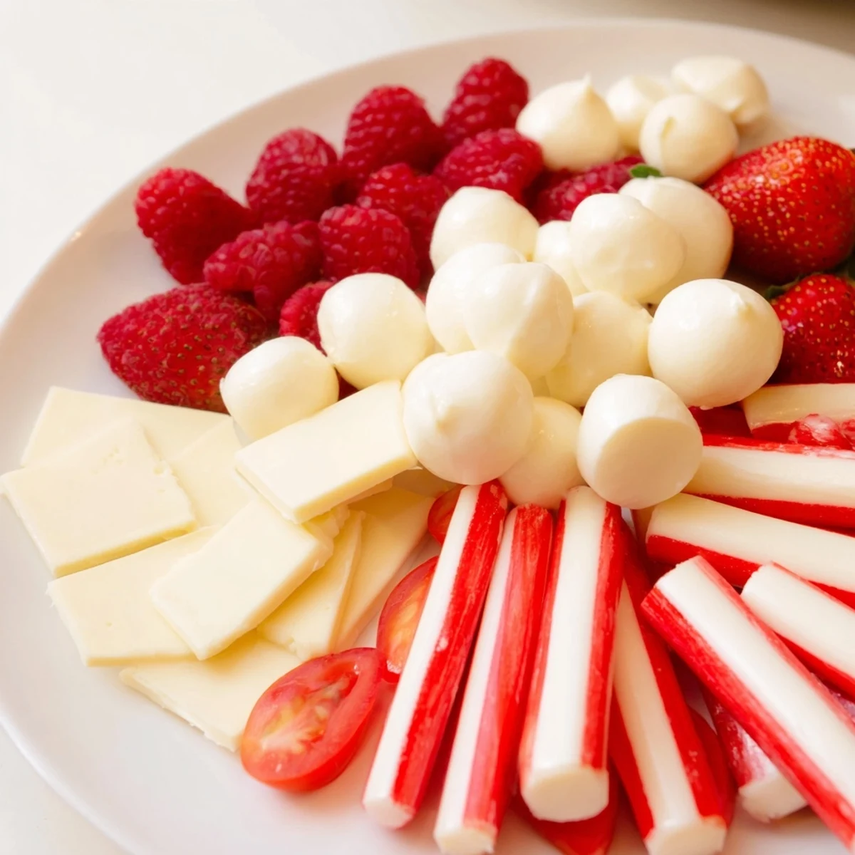 A delightful view of a Festive Red and White Candy Cane Snack Board perfect for easy holiday entertaining.
