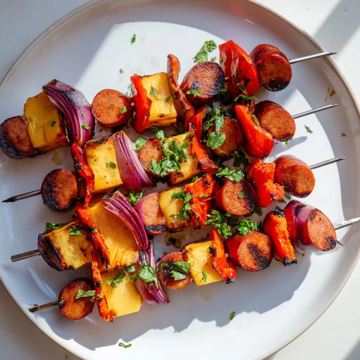 Appetizing Savory Skewers: Chimney Stack Sausage and Cheese skewers, ready to be served hot and delicious.