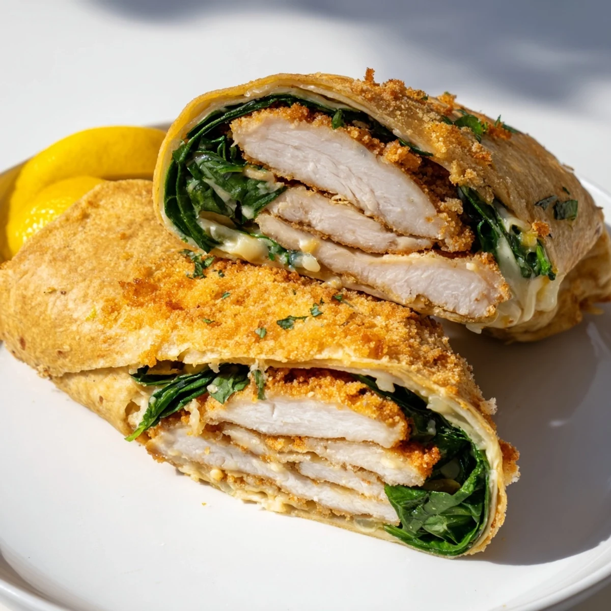 Golden-brown Chicken Piccata Crunch Wrap, sizzling and full of lemony, caper-infused sauce.