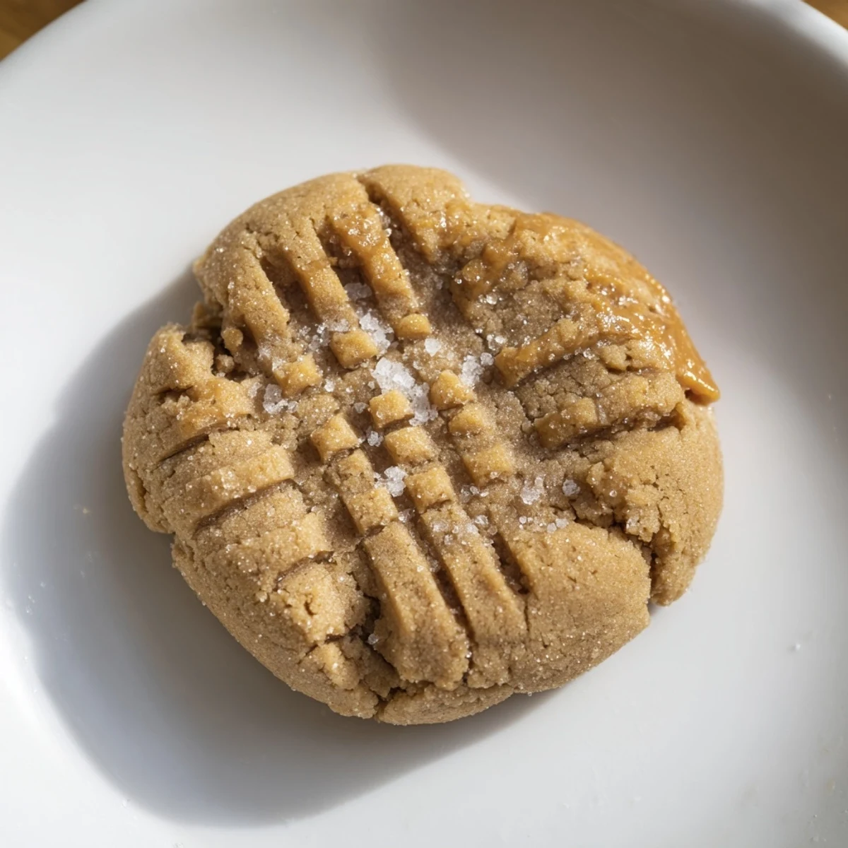 Freshly baked flourless peanut butter cookies, lightly cracked on top, ready to serve and enjoy.