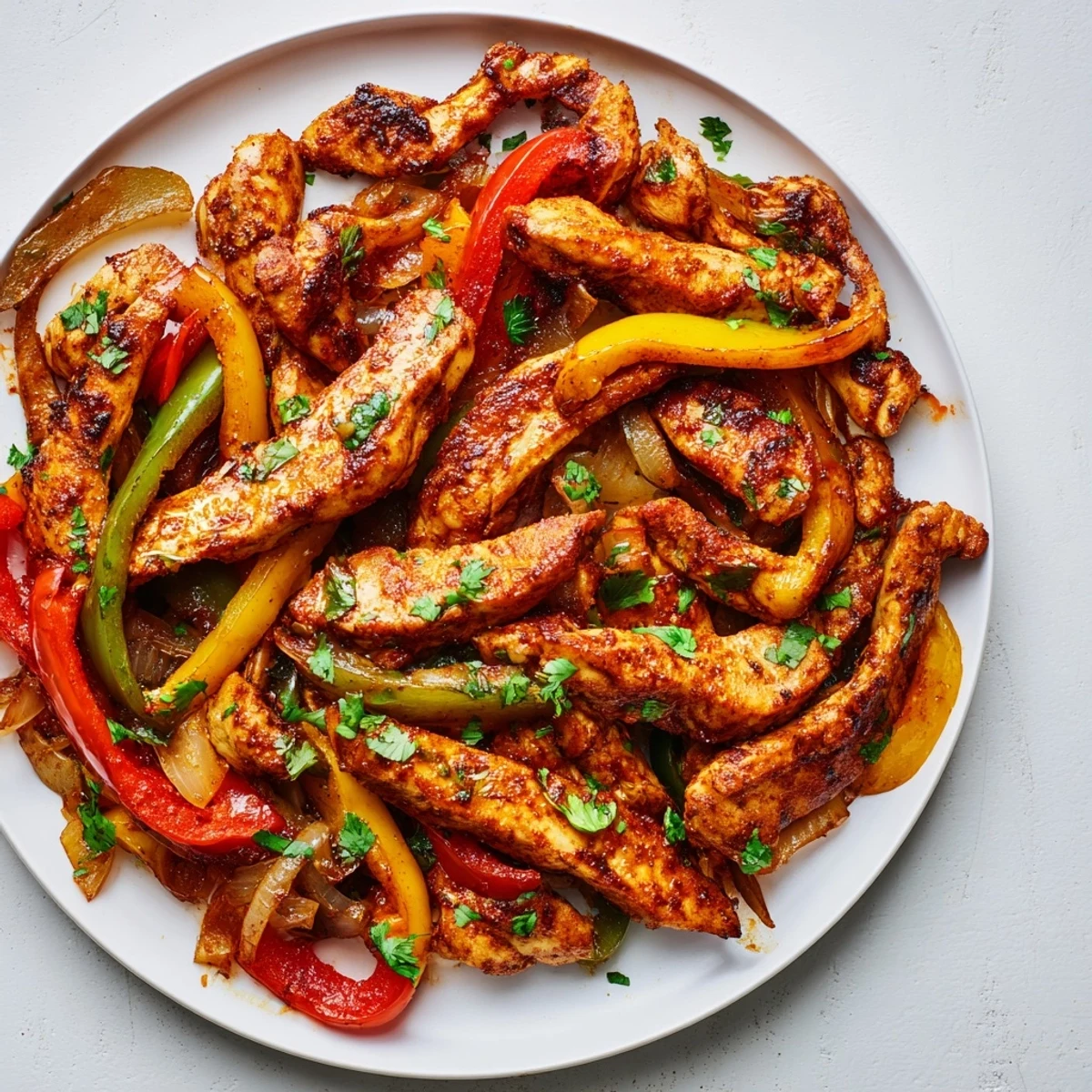 Sheet-Pan Chicken Fajitas, roasted with colorful peppers, sizzling and ready to wrap in warm tortillas.