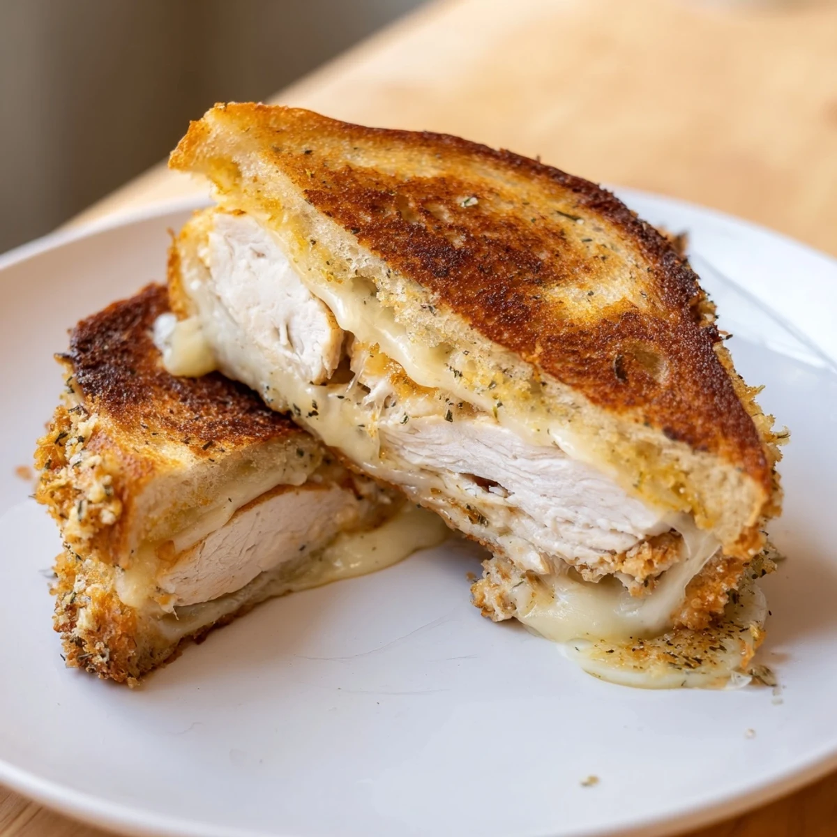 Golden and crispy Parmesan chicken thighs meet melty cheese in these decadent grilled cheese sandwiches.