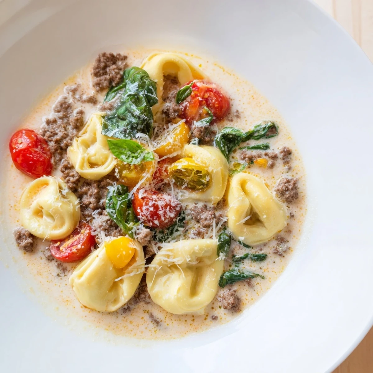 Hearty and flavorful Tortellini Beef Soup ready to serve, a perfect Italian-American comfort meal.