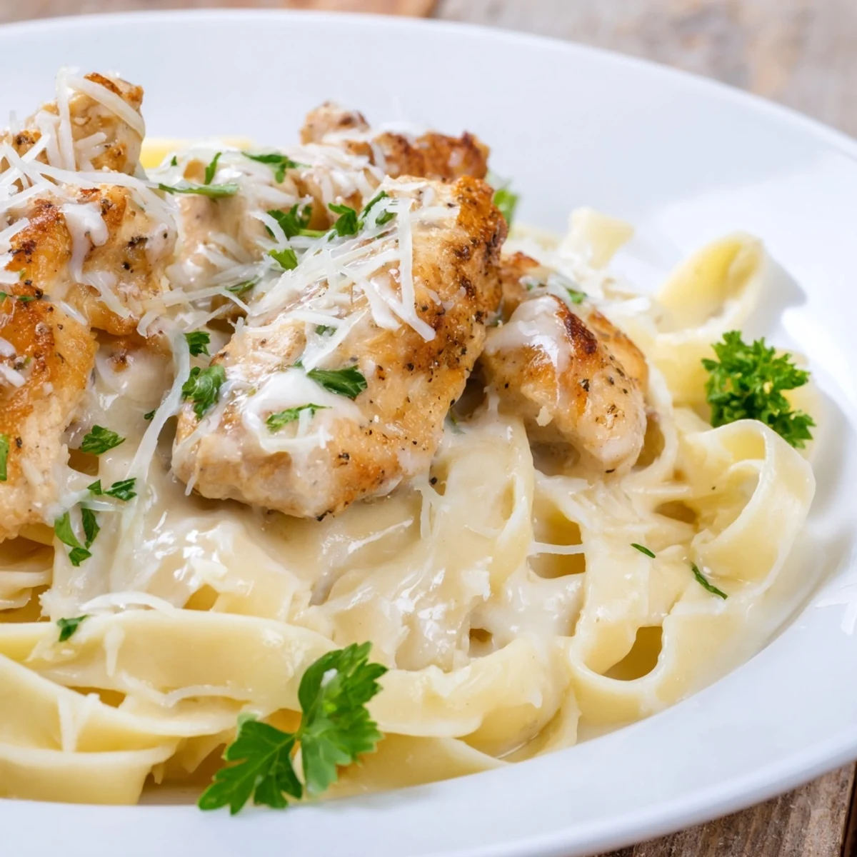 Warm Skillet Chicken Alfredo with Parmesan, a comforting Italian-American meal, ready in minutes.