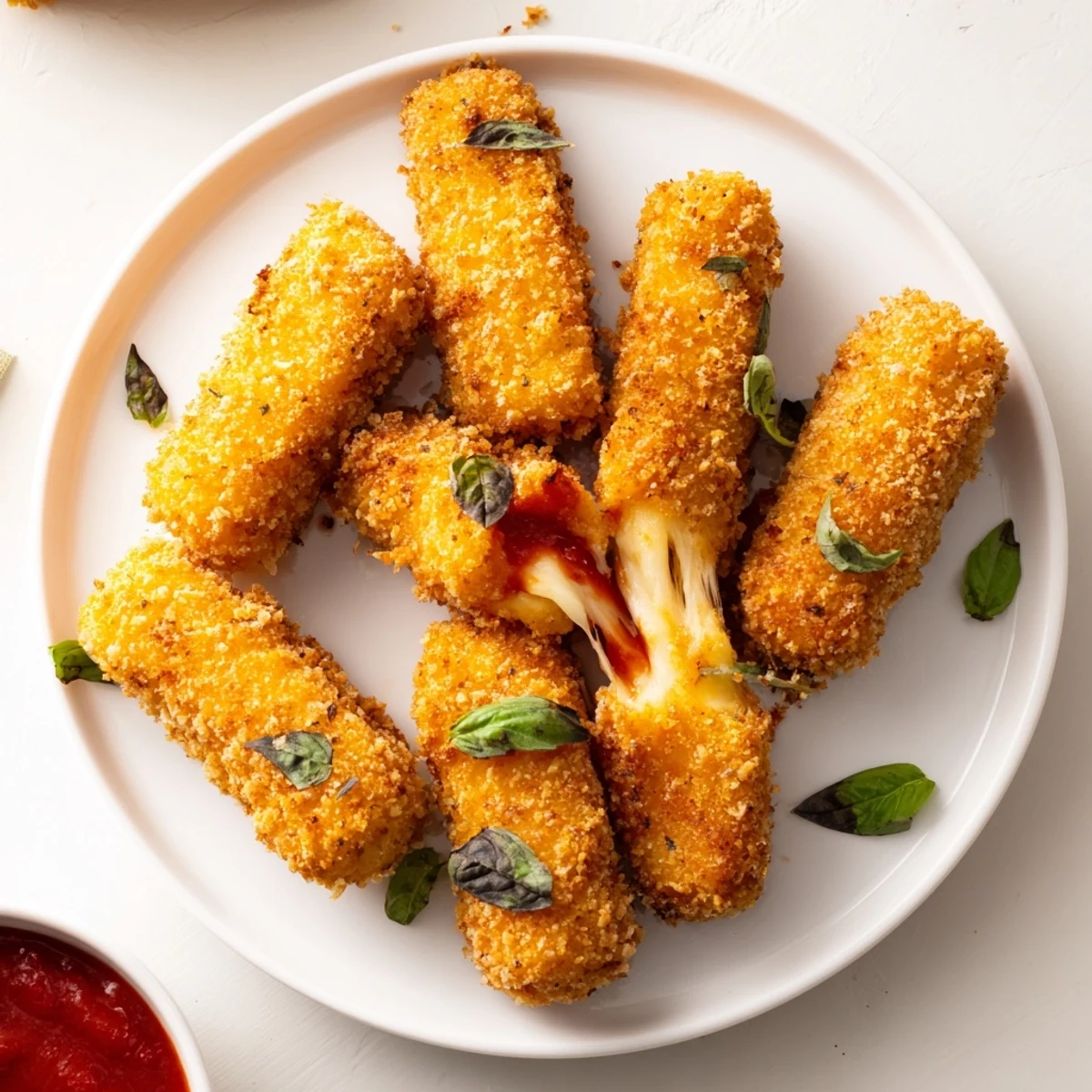 Enjoy these easy, homemade air fryer mozzarella sticks, a satisfying American appetizer or party food.