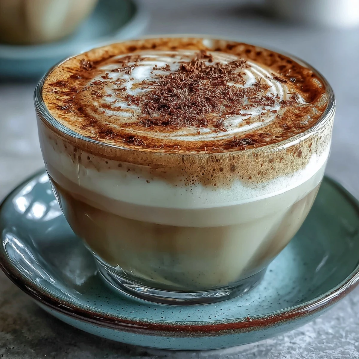 Steam rises from a Hojicha Flat White topped with velvety microfoam, ready to be enjoyed with a pastry.