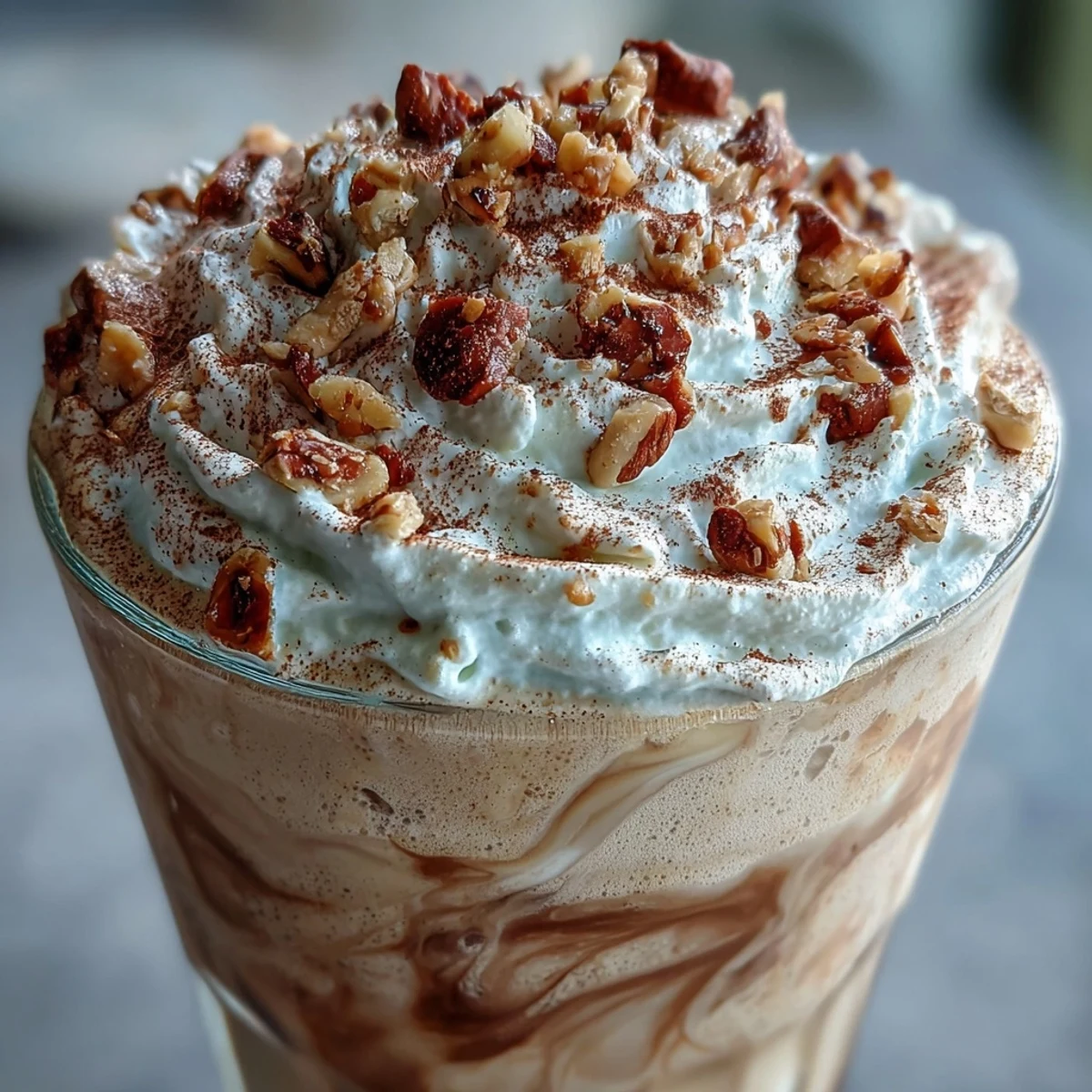 Hojicha milkshake in a chilled glass with a straw, showcasing a rich roasted tea color.