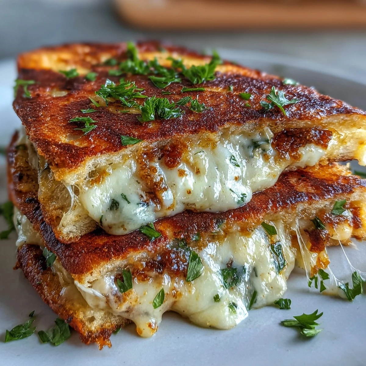 Crispy golden naan stuffed with fresh garlic and herbs for a savory, comforting lunch. 