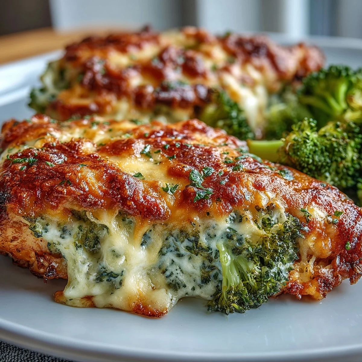 Golden Ranch Chicken & Broccoli Sheet Pan Melt with bubbling cheddar cheese served hot from the oven.