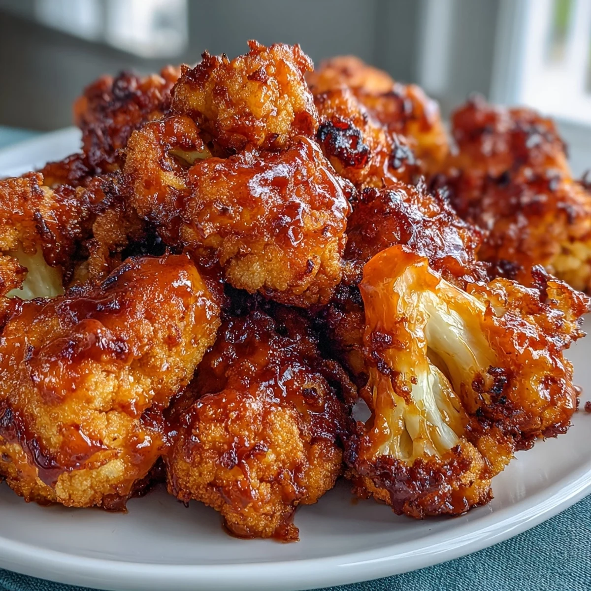 Crispy air fryer cauliflower wings drenched in zesty Buffalo sauce, ideal for a healthy plant-based game day treat.