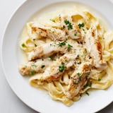 A creamy Skillet Chicken Alfredo, featuring tender chicken and rich sauce, a delicious dinner.