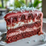 Rosé-infused velvet cake layers with smooth buttercream and edible gold accents, a show-stopping dessert.  