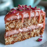 Showcasing a soft pink Rosé Velvet Cake, ready for a celebration.