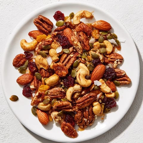 Golden Nutty Nosh Squirrel Snack Mix, a colorful blend of roasted nuts and dried fruits.