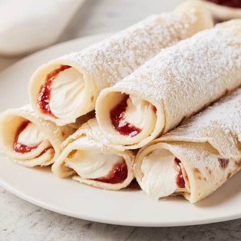 Snow Angel Tortilla Wraps, ready to eat, are beautifully arranged with a delicate dusting of powdered sugar.