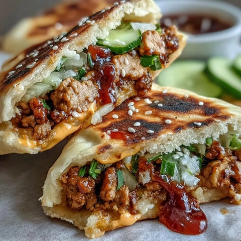 Freshly warmed naan pockets overflowing with juicy Korean turkey filling, topped with crisp cucumber slices and creamy gochujang mayo.