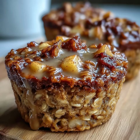 Twelve golden Vegan Apple Cinnamon Baked Oatmeal Cups sit on a cooling rack, emitting steam. 