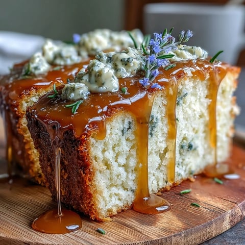 Elegant lavender cake with salted honey drizzle, showcasing soft golden layers and delicate floral accents.