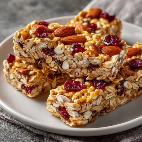 Homemade Honey Almond Granola Bars drizzled with honey, a perfect healthy snack anytime.