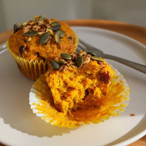 Savory-sweet Spicy Japanese Curry Pumpkin Muffins, perfect for breakfast or snacking.  