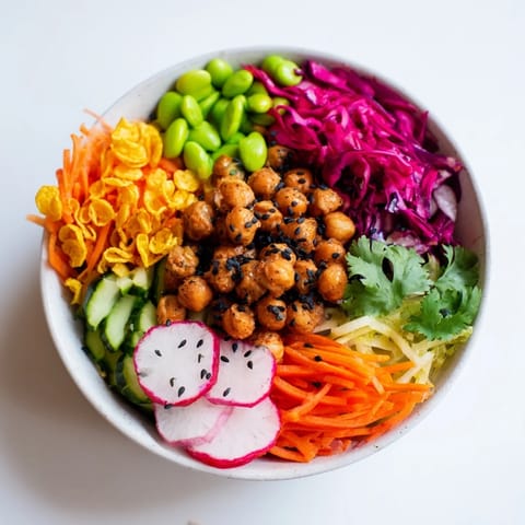 Colorful ASMR Crunch Snack Bowls featuring layered vegetables and crunchy toppings for a perfect snack.  
