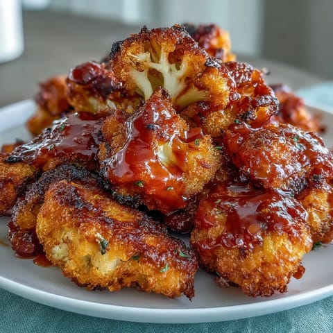 Air fryer cauliflower wings tossed in tangy Buffalo sauce, golden and crispy for a spicy vegetarian appetizer.  
