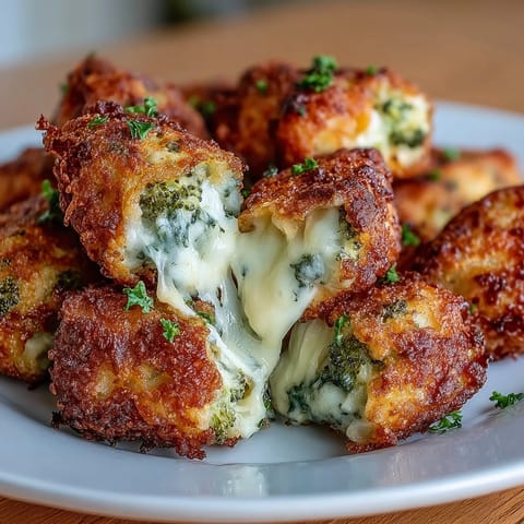 Cheesy broccoli and cheddar air fryer tots, golden brown and crunchy on the outside with a tender, savory center.