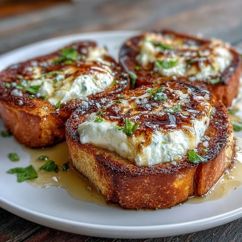 Honey peach burrata toast with golden sourdough, ripe peach slices, and creamy cheese drizzled with honey for a spring brunch.