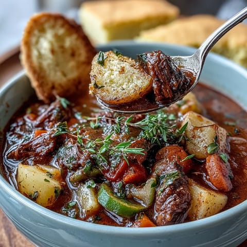 Hearty Kentucky Derby Burgoo Stew overflowing with tender meats and vegetables, perfect for parties.