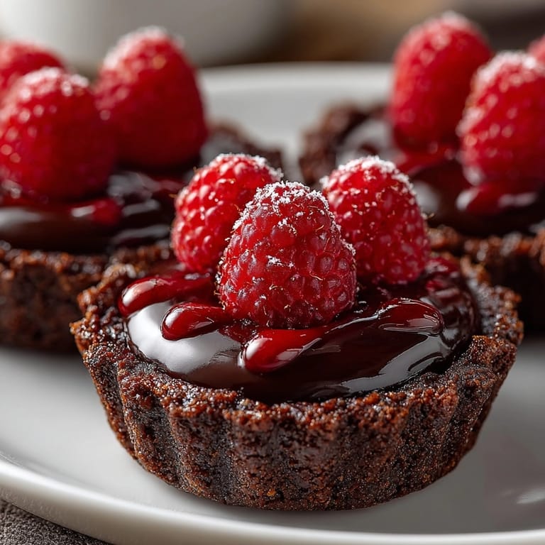 Decadent Chocolate Raspberry Tartlets recipe: a close-up of the creamy, fruity filling.