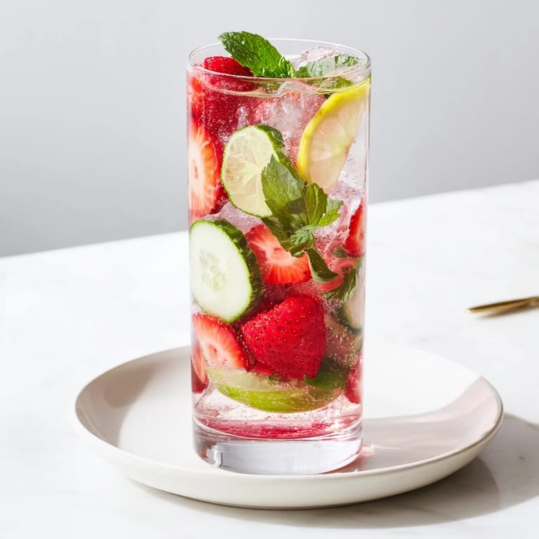 Colorful mocktails featuring vibrant strawberries and lemon, perfect for summer gatherings.  