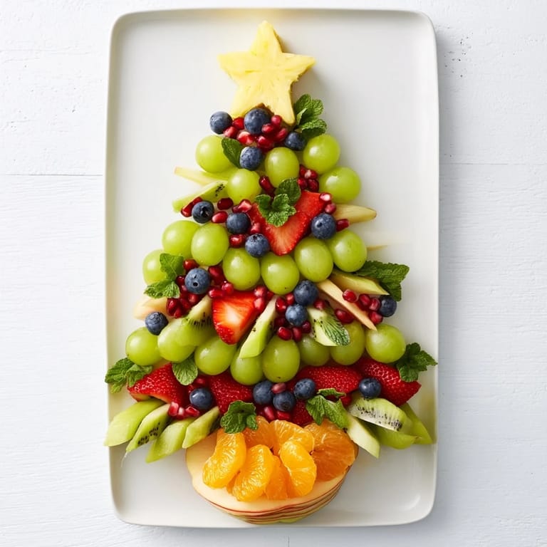 Fresh kiwi, grapes, and strawberries form this Quick Christmas Tree Fruit Platter, a visually stunning and delicious treat.