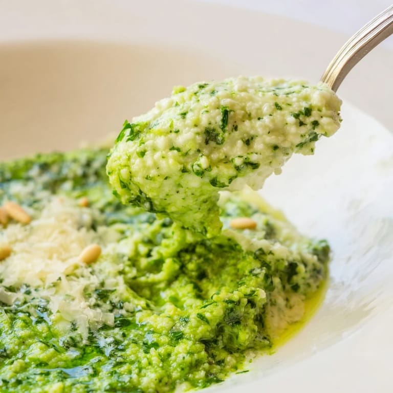 Picture a bowl filled with delicious Green Pea & Spinach Pasta, bright green, and perfectly cooked, ready to eat.