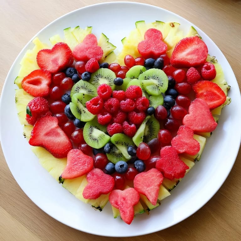 Colorful Sweetheart Fruit Board: Enjoy a healthy and romantic dessert featuring grapes, kiwi, and berries.