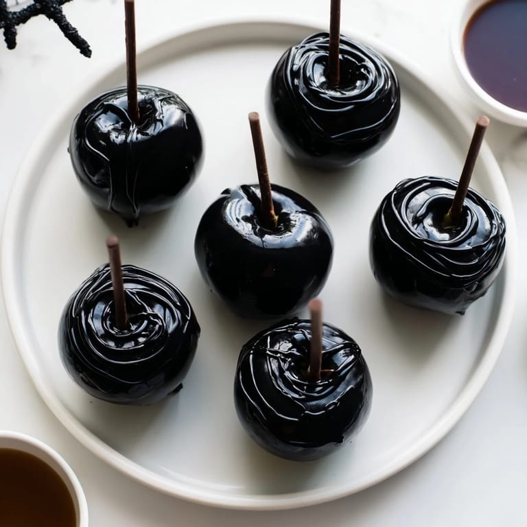 Imagine a vibrant photo of a Halloween Poison Apple treat board, full of festive fruits and candy goodness to enjoy.