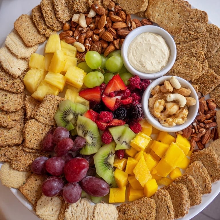 Fresh berries, dips, and nuts create a beautiful Hidden Oasis appetizer, ideal for any gathering.